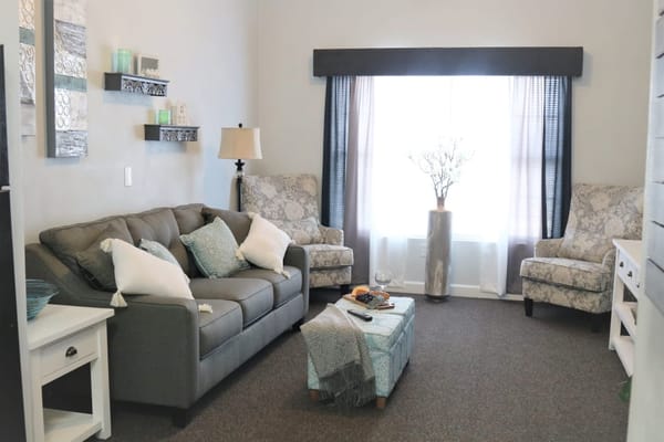 Cozy living room setup in a senior apartment