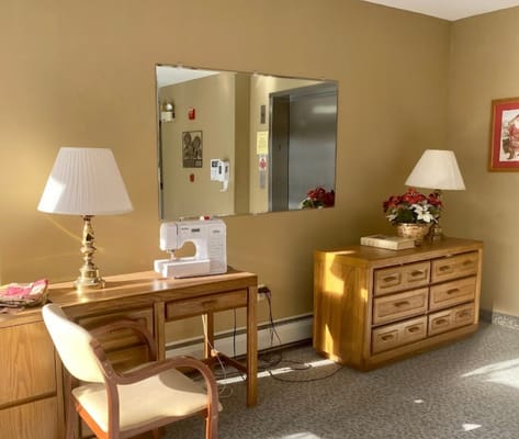 Interior view of a room with furniture and decor