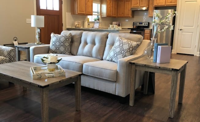 Cozy living room with comfortable seating and decor