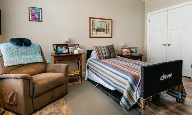 Comfortable private resident room with personal touches