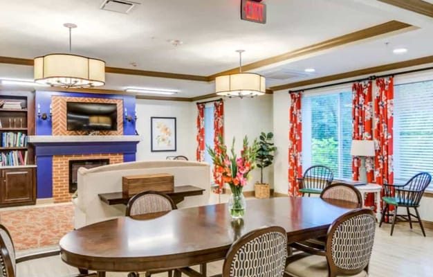 Comfortable common area with seating and decor