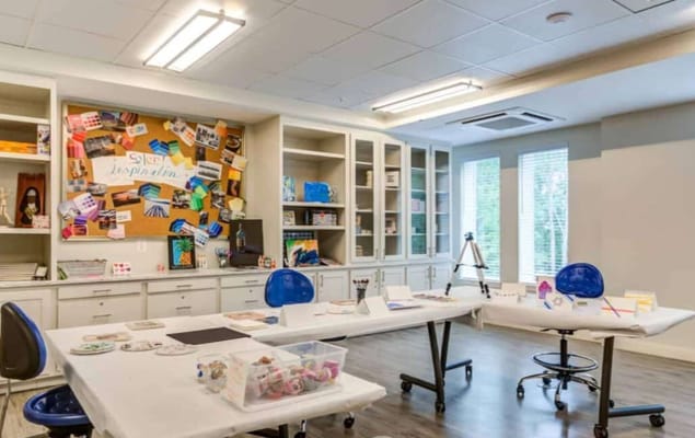 Art and craft activity setup in a common area