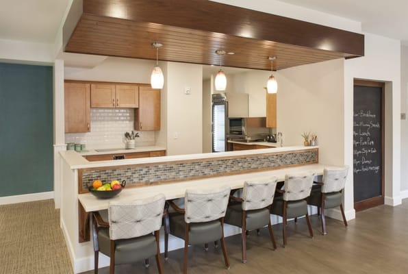 Interior view of a modern common area with seating