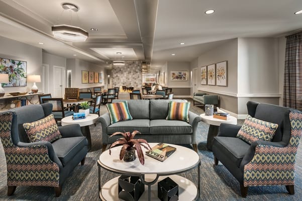 Cozy living room area with comfortable seating and decorative accents