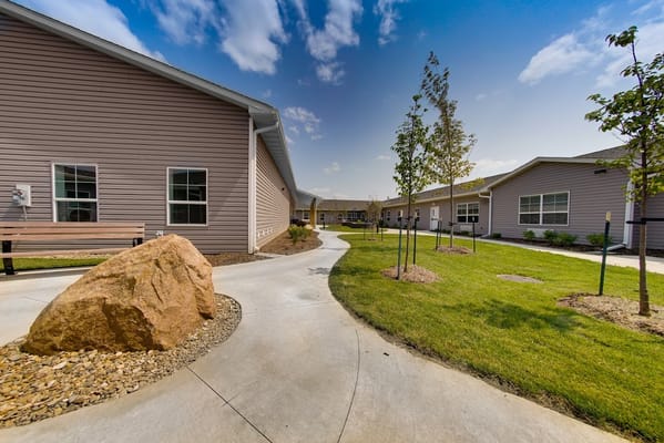 Pathway leading through landscaped outdoor area