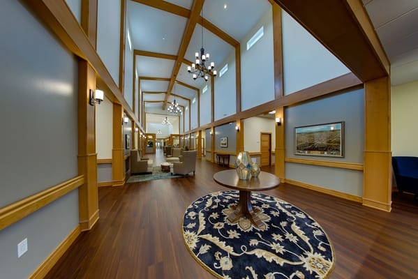 Interior view of a common area with decorative elements