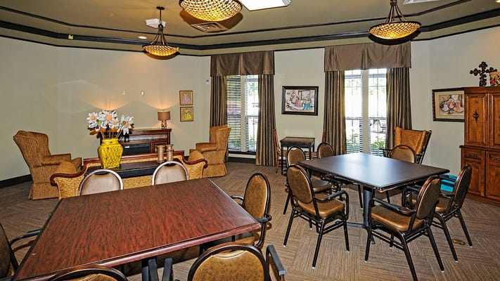 Interior common area with seating and tables