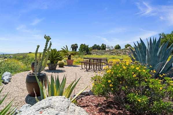 Garden space with seating and landscaping