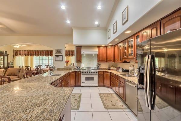 A well-equipped kitchen in a senior living facility