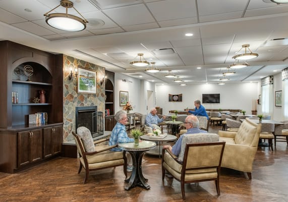 Residents enjoying conversation in a common area