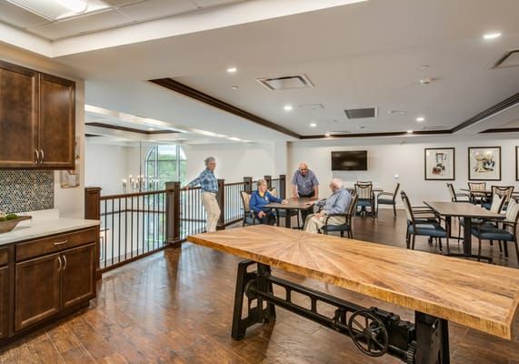 Residents enjoying conversation in a common area