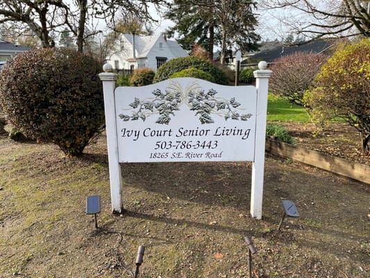 Sign for Ivy Court Senior Living outside the facility