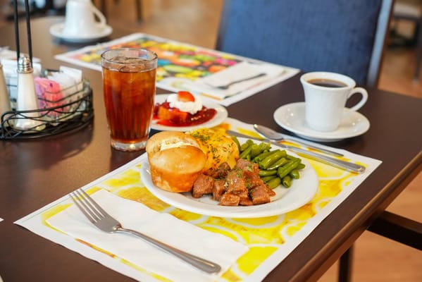 A beautifully plated meal served in a dining area