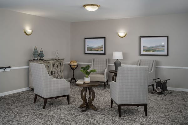 Comfortable common area with seating and decor