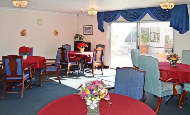 Interior common area with tables and seating