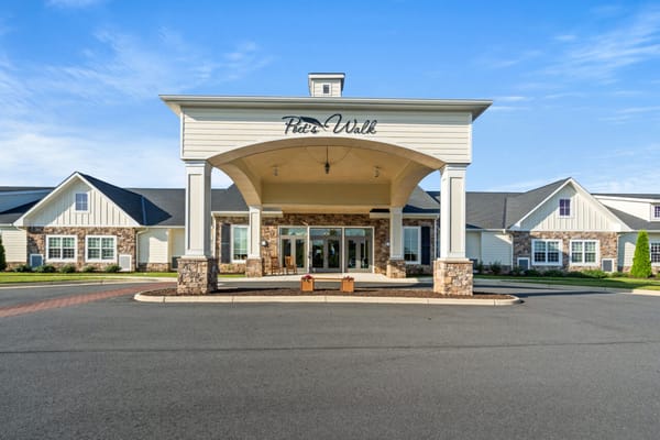 Exterior view of Poet's Walk nursing home entrance