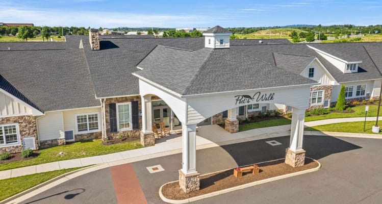 Exterior view of Poet's Walk building entrance