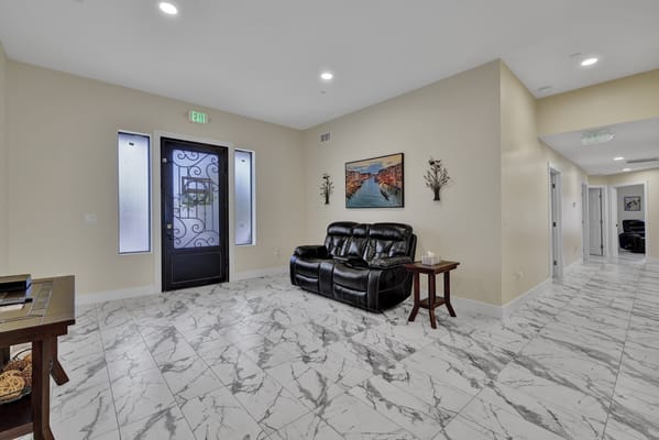 Seating area in the entrance of Sun City Assisted Living.