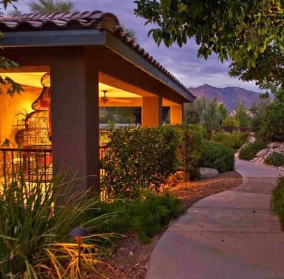 Pathway leading to a warm entrance of the facility