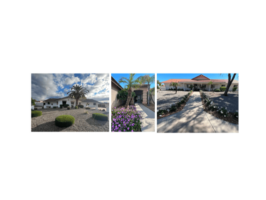 Exterior views of the assisted living facility with landscaping
