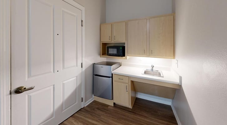 Small kitchenette in a resident room