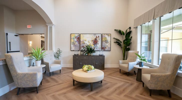 Bright common area with comfortable seating