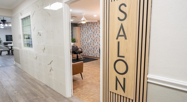 Interior view of the salon area in the facility