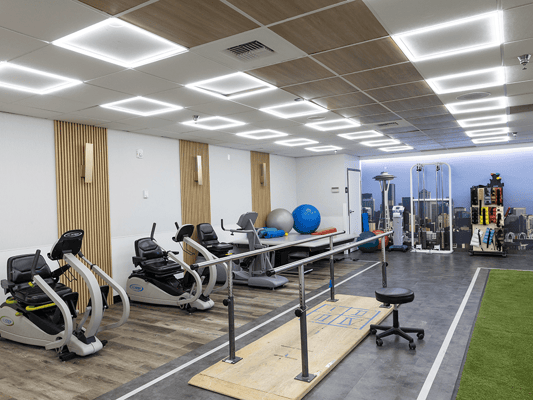 Interior view of a fitness room with equipment