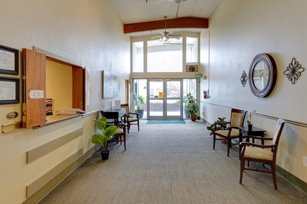 Interior hallway with seating and windows