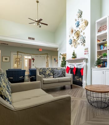 Cozy common area with seasonal décor