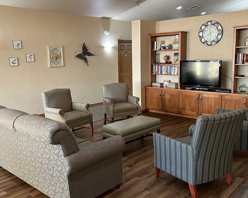 Bright interior of a common area with seating