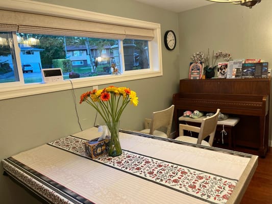 Cozy common area with a dining table and decor