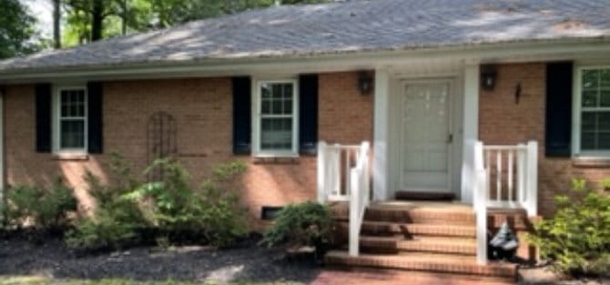 Exterior view of a brick building entrance