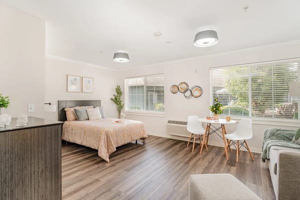 Well-designed resident room with modern furnishings