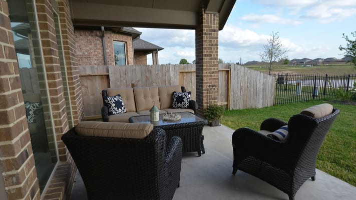 Outdoor seating area with comfortable furniture