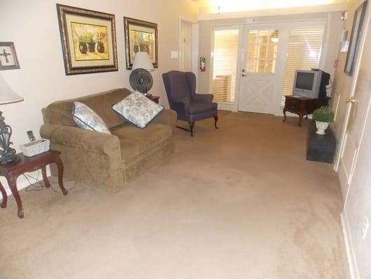 Interior view of a common area with seating