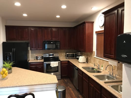 Well-equipped kitchen in a senior living facility