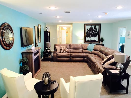 Bright common area with comfortable seating