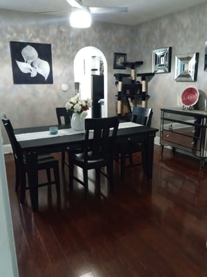 Dining area with a table and chairs
