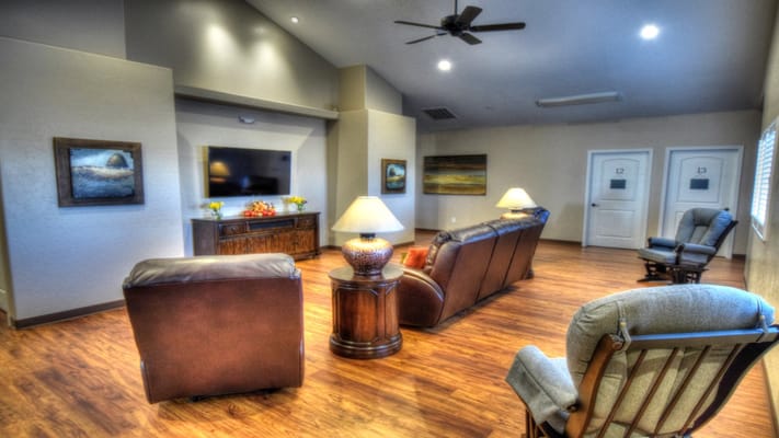 Cozy interior lounge area with seating and decor