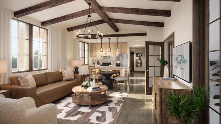 Welcoming common area with a cozy living space