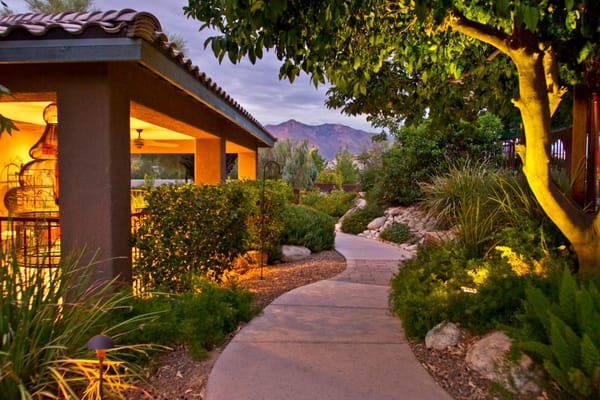 Pathway through landscaped outdoor area