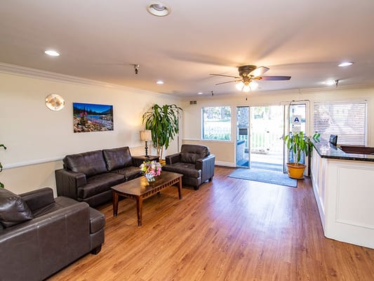 Interior common area with seating and plants