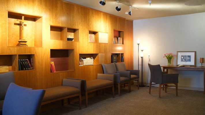Cozy common area with wooden decor and seating