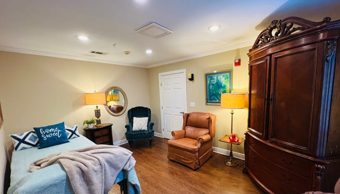 Cozy resident room with comfortable furniture