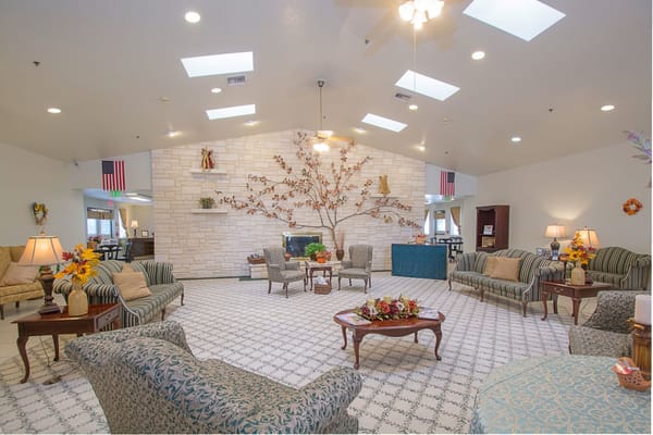 Comfortable lounge area with seating and decorative accents