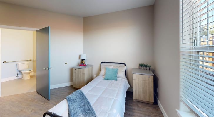 Bright and minimalistic interior of a resident room