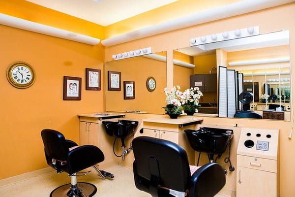 Interior view of a hair salon in the facility