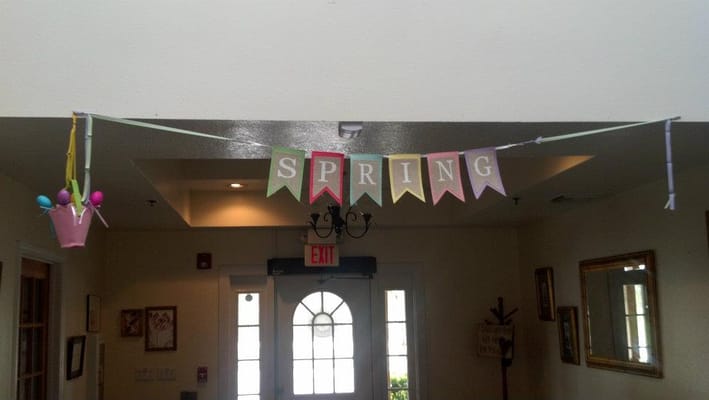 Spring decoration in a facility common area