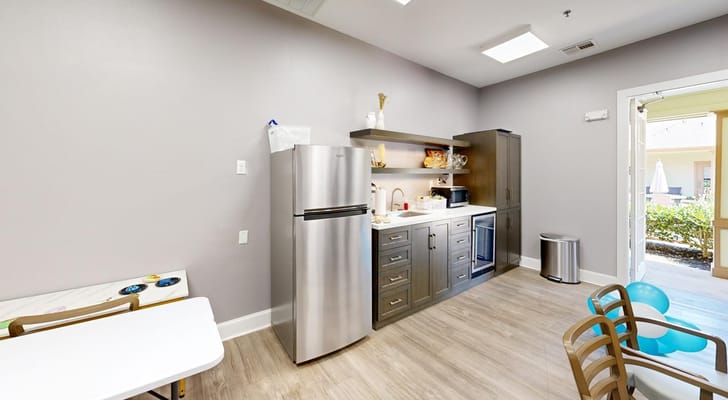 Interior kitchenette in a senior living facility